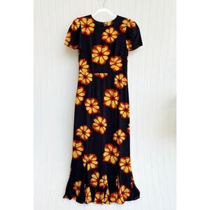 Rhode Lulani Dress Black Bombay Bloom Floral Puff Sleeve Midi Maxi Dress NWT 2